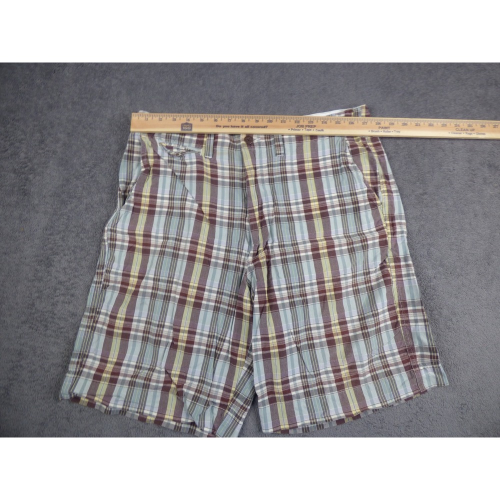 Polo Jeans Co Ralph Lauren Mens 36 Plaid Shorts Blue Burgundy Cotton Casual - Picture 4 of 5